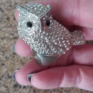 Owl rhinestone large ring size 7